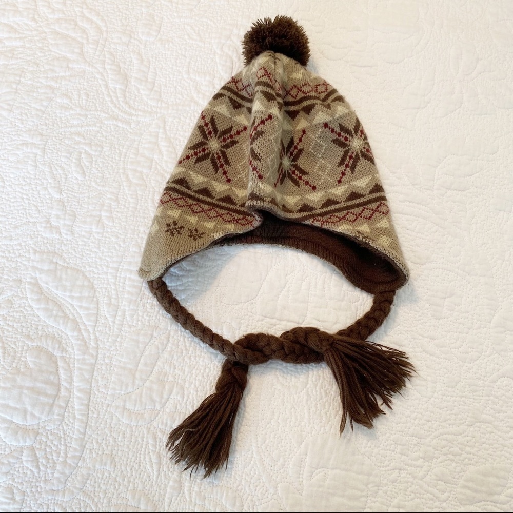 Lids Pom Pom Tassel Tie Fair Isle Knit Beanie